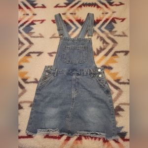 Denim mini skirt overalls